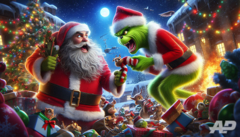 santa grinch fighting toys 2